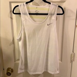 Nike Dri-Fit white tank w/striped back sz L